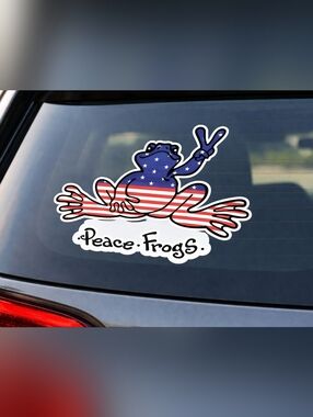 Peace Frogs USA Flag Vinyl Sticker Decal 8x6 Waterproof Outdoor Car Laptop